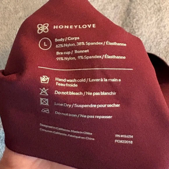 Honeylove V-Neck Size Large Bra Burgundy Seamless Bra Pullover No Underwire - Picture 6 of 6